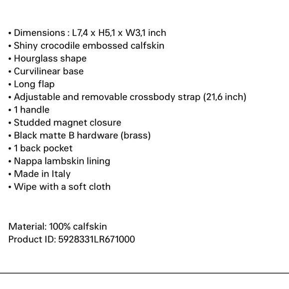 HOURGLASS XS HANDBAG CROCODILE EMBOSSED IN BLACK - Picture 5 of 6